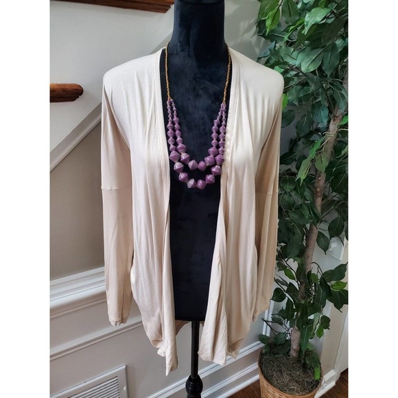D. Exterior Women's Cream Viscose Long Sleeve Open Front Cardigan Sweater Size S - Picture 2 of 10